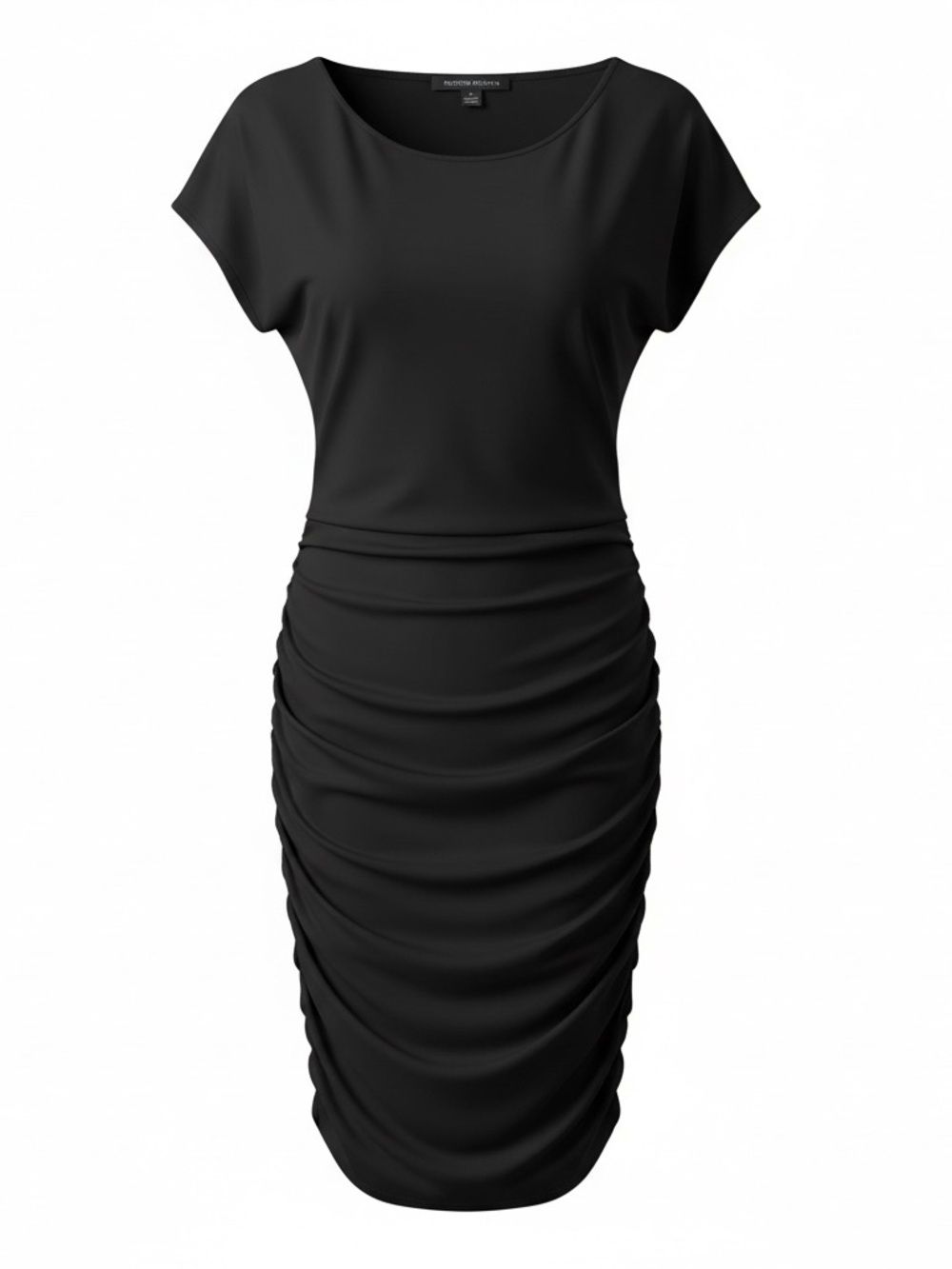 Boston Proper Black Ruched Midi Dress